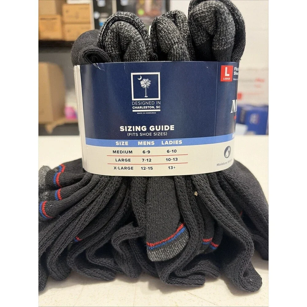 MediPeds Cushioned Non-binding Crew Large Socks 6 Pairs